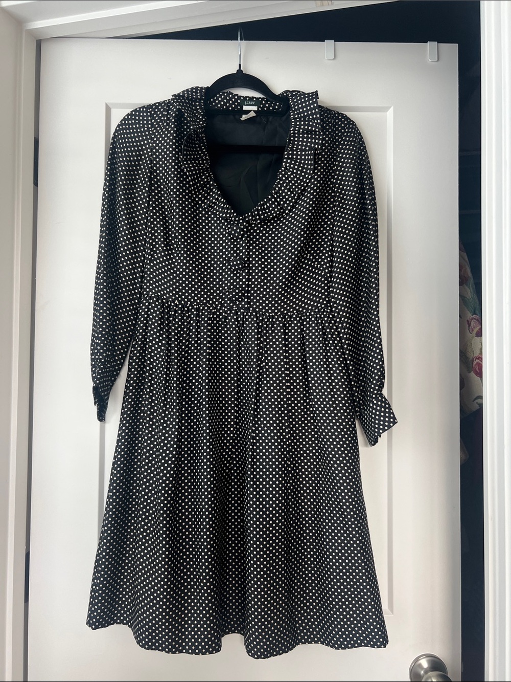 J.Crew black and white silk polka dot dress size 2